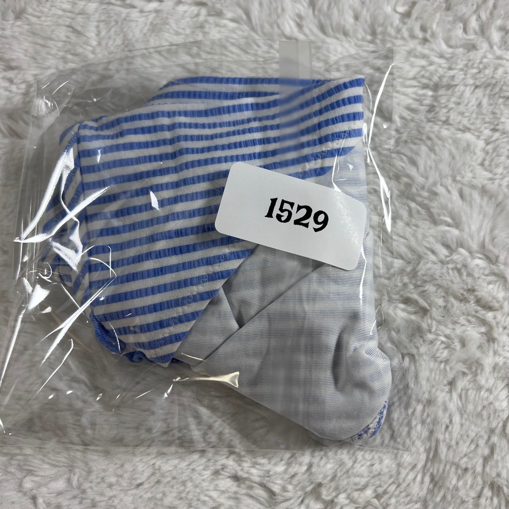 Aerie Blue White‎ Striped Seersucker Ruffle Bikini Bottom S723-0018 Small NEW - Picture 11 of 11